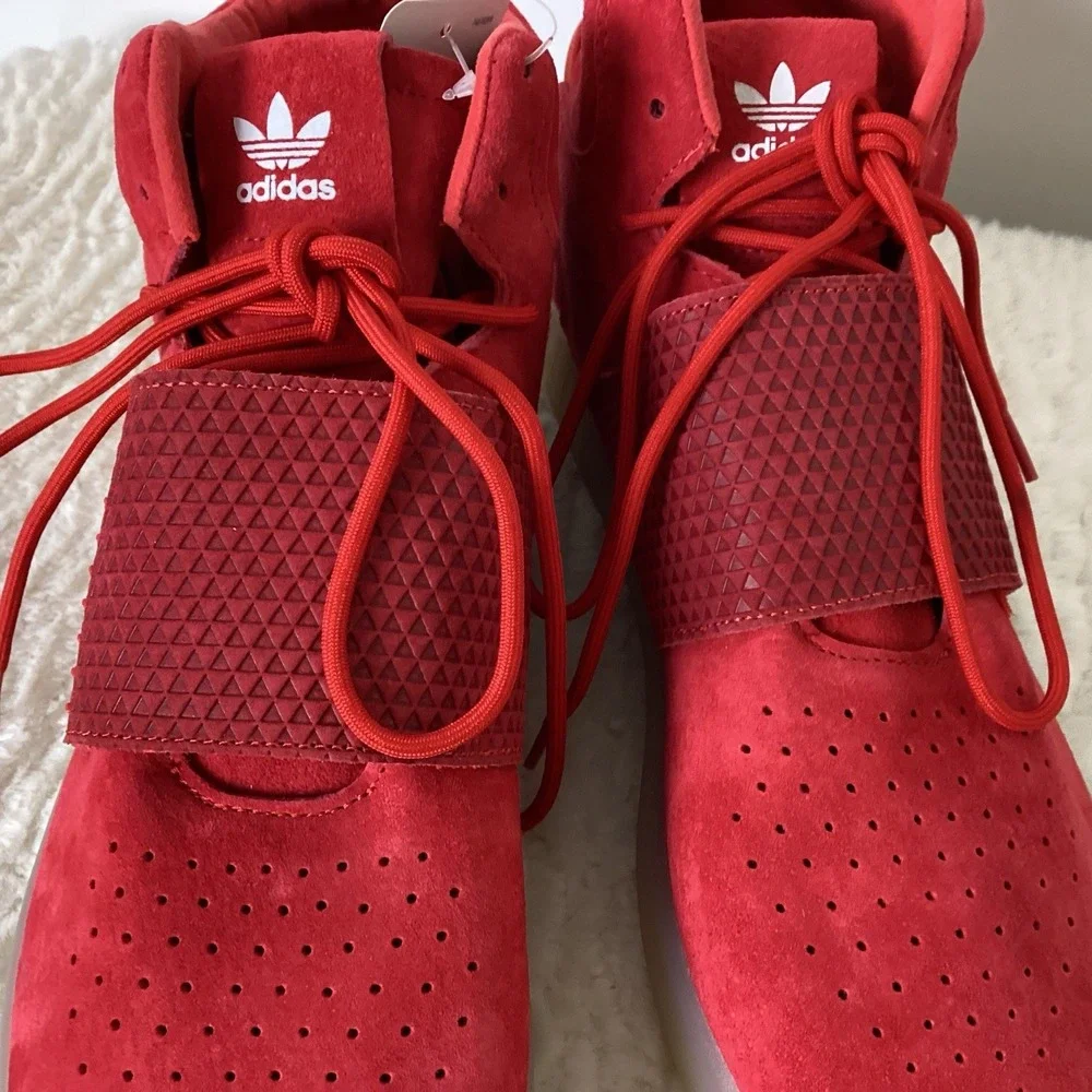ADIDAS Tubular Invader Strap Trainers Men's 11.5 Red BB5039 With Box Y2K